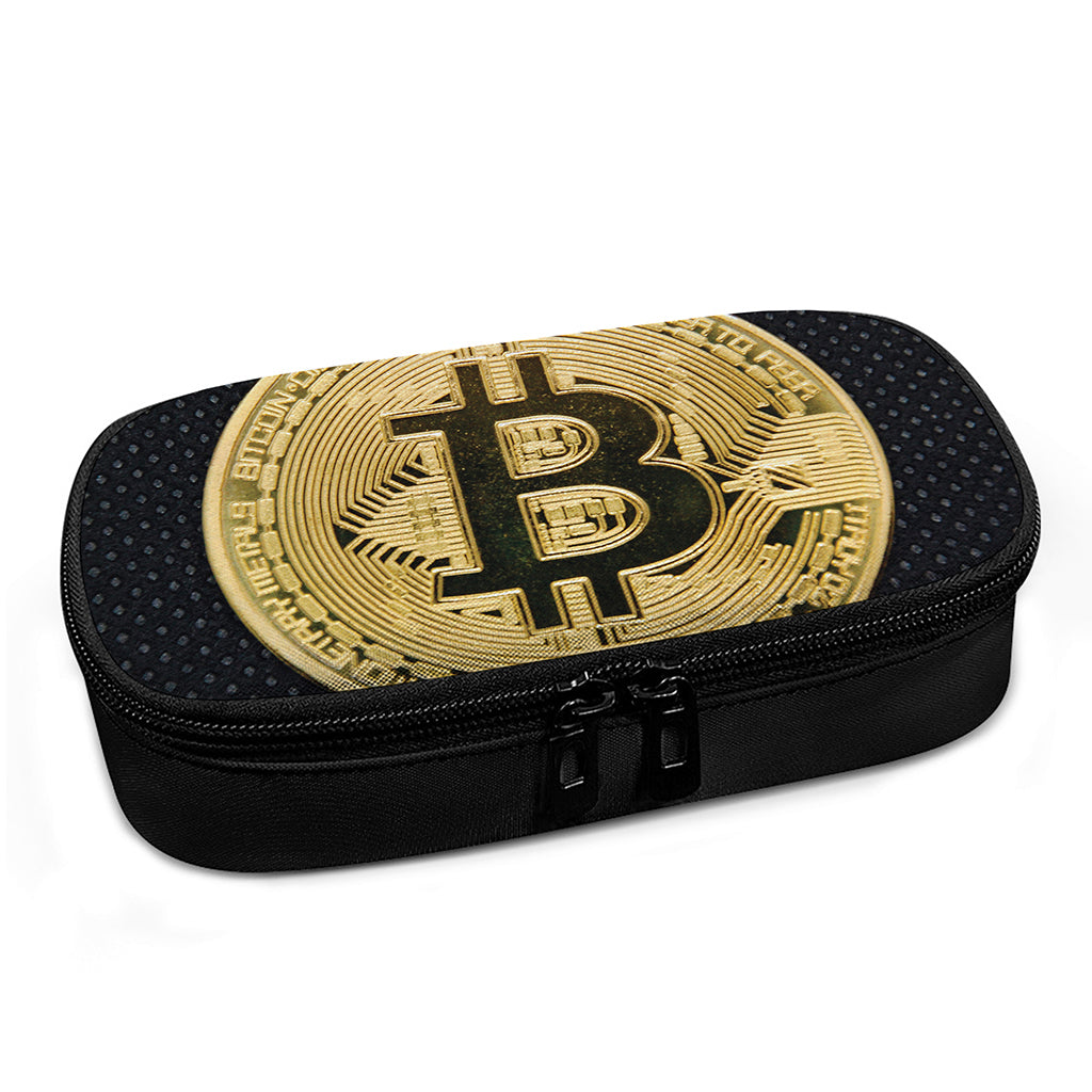 Gold Bitcoin Symbol Print Insulin Cooler Travel Case