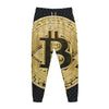 Gold Bitcoin Symbol Print Jogger Pants