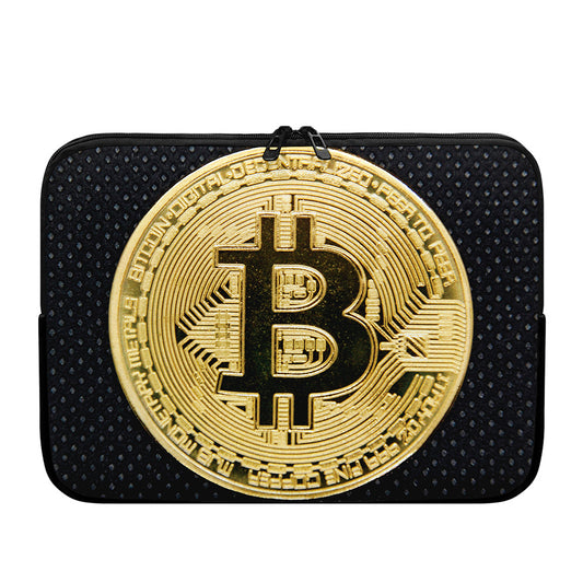 Gold Bitcoin Symbol Print Laptop Sleeve