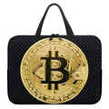 Gold Bitcoin Symbol Print Laptop Sleeve With Handle