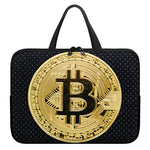 Gold Bitcoin Symbol Print Laptop Sleeve With Handle
