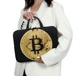 Gold Bitcoin Symbol Print Laptop Sleeve With Handle