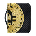 Gold Bitcoin Symbol Print Leather Bible Cover