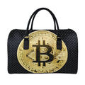 Gold Bitcoin Symbol Print Leather Duffel Bag