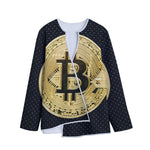 Gold Bitcoin Symbol Print Long Sleeve Short Coat