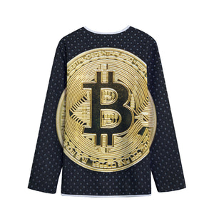 Gold Bitcoin Symbol Print Long Sleeve Short Coat