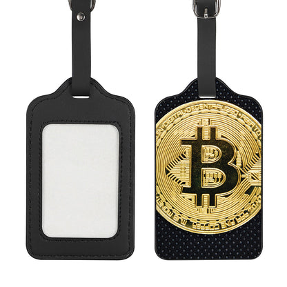 Gold Bitcoin Symbol Print Luggage Tag