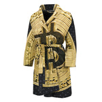 Gold Bitcoin Symbol Print Men's Bathrobe