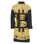 Gold Bitcoin Symbol Print Men's Bathrobe