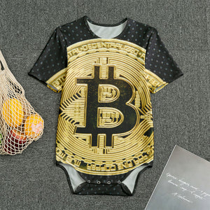 Gold Bitcoin Symbol Print Men's Bodysuit