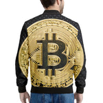 Gold Bitcoin Symbol Print Men's Bomber Jacket