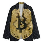 Gold Bitcoin Symbol Print Men's Cotton Blazer