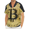 Gold Bitcoin Symbol Print Men's Deep V-Neck Shirt