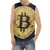 Gold Bitcoin Symbol Print Men's Fitness Tank Top