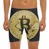 Gold Bitcoin Symbol Print Men's Long Boxer Briefs