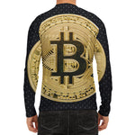 Gold Bitcoin Symbol Print Men's Long Sleeve Rash Guard