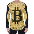 Gold Bitcoin Symbol Print Men's Long Sleeve T-Shirt
