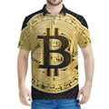 Gold Bitcoin Symbol Print Men's Polo Shirt