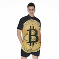 Gold Bitcoin Symbol Print Men's Romper