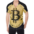 Gold Bitcoin Symbol Print Men's Shirt