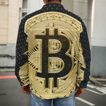 Gold Bitcoin Symbol Print Men's Shirt Jacket