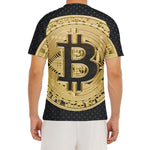 Gold Bitcoin Symbol Print Men's Short Sleeve Rash Guard