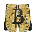 Gold Bitcoin Symbol Print Men's Sports Shorts