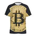 Gold Bitcoin Symbol Print Men's Athletic T-Shirt