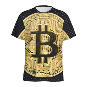 Gold Bitcoin Symbol Print Men's Sports T-Shirt