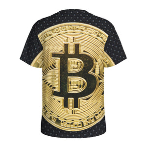 Gold Bitcoin Symbol Print Men's Sports T-Shirt