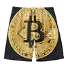 Gold Bitcoin Symbol Print Men's Swim Trunks