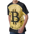 Gold Bitcoin Symbol Print Men's Velvet T-Shirt