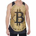 Gold Bitcoin Symbol Print Men's Velvet Tank Top