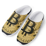 Gold Bitcoin Symbol Print Mesh Casual Shoes