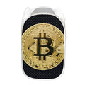 Gold Bitcoin Symbol Print Mesh Laundry Hamper