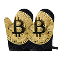 Gold Bitcoin Symbol Print Oven Mitts