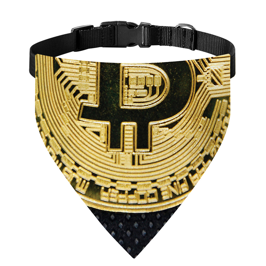 Gold Bitcoin Symbol Print Over The Collar Dog Bandana