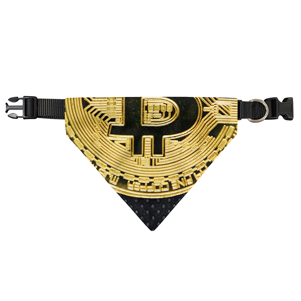 Gold Bitcoin Symbol Print Over The Collar Dog Bandana