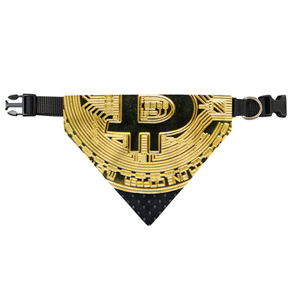 Gold Bitcoin Symbol Print Over The Collar Dog Bandana