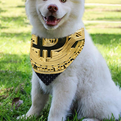 Gold Bitcoin Symbol Print Over The Collar Dog Bandana