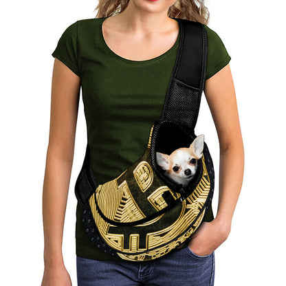 Gold Bitcoin Symbol Print Pet Sling Carrier