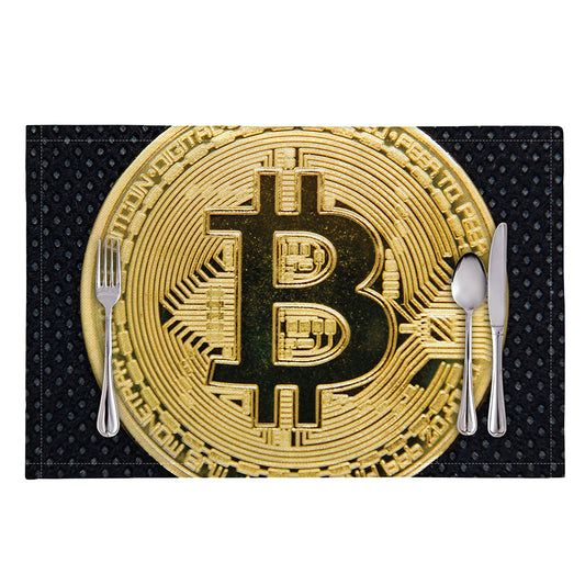 Gold Bitcoin Symbol Print Placemat