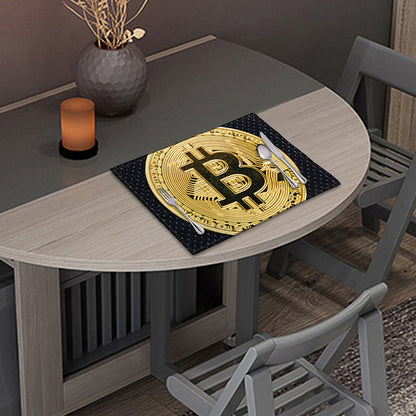 Gold Bitcoin Symbol Print Placemat