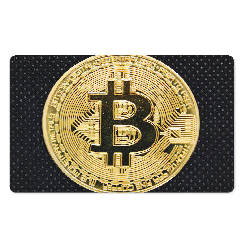 Gold Bitcoin Symbol Print Polyester Doormat
