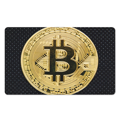 Gold Bitcoin Symbol Print Polyester Doormat