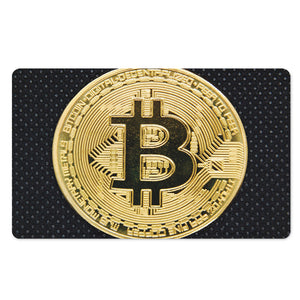 Gold Bitcoin Symbol Print Polyester Doormat
