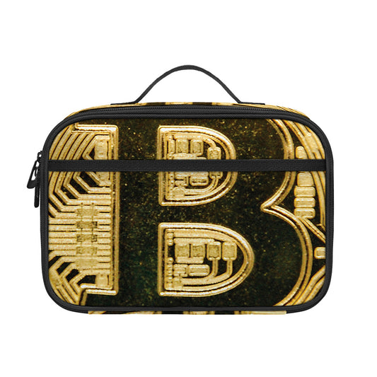 Gold Bitcoin Symbol Print Portable Lunch Bag