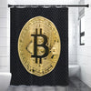 Gold Bitcoin Symbol Print Premium Shower Curtain