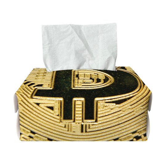 Gold Bitcoin Symbol Print Rectangle Tissue Box Cover