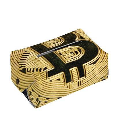 Gold Bitcoin Symbol Print Rectangle Tissue Box Cover